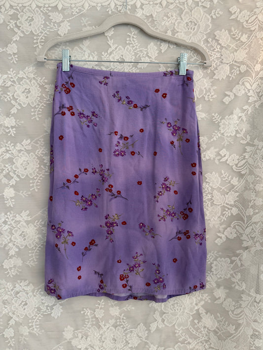 Vintage/Y2k Purple Floral Midi Skirt